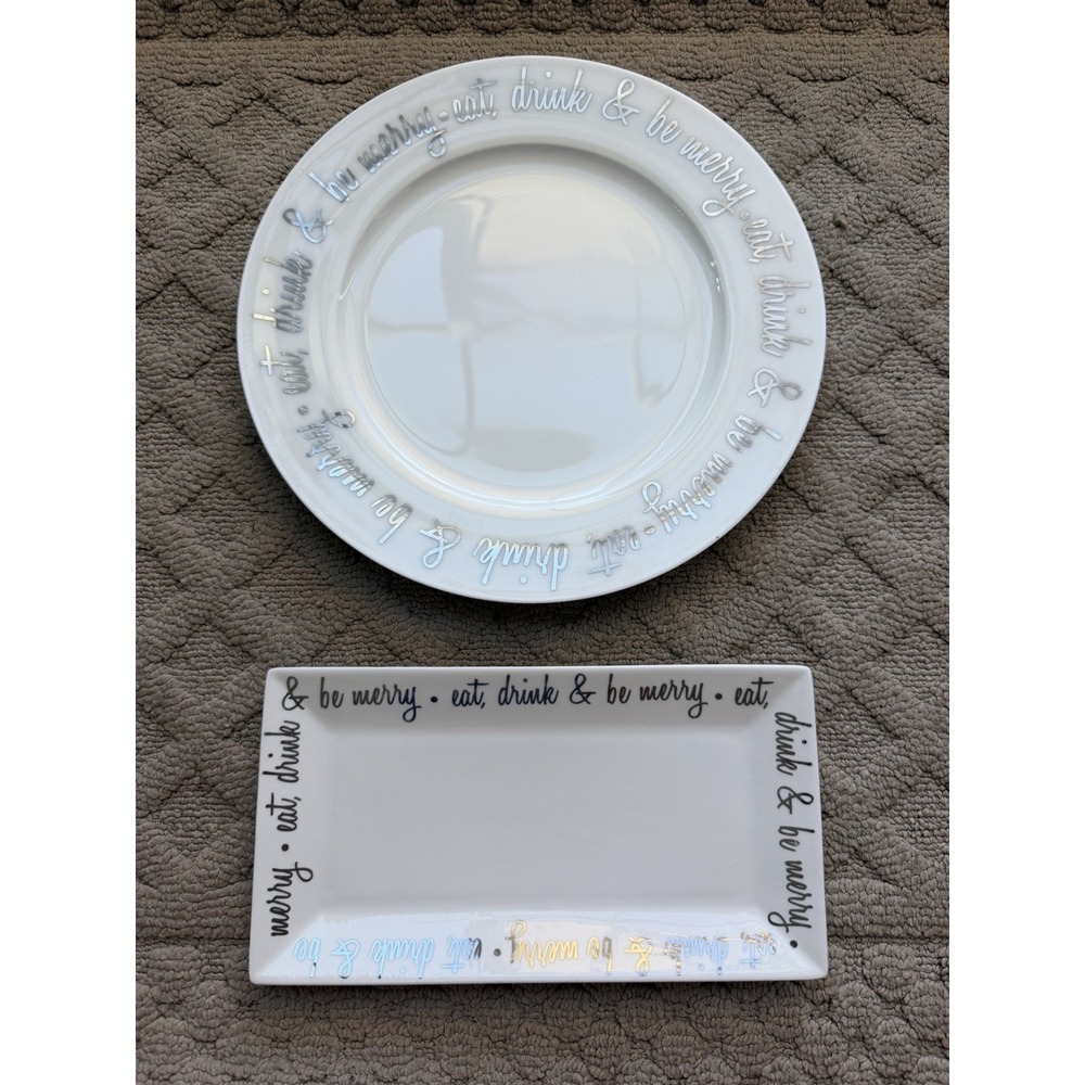 Ciroa BE MERRY (PLATINUM) Salad Plate/Rectangle Serving Plate